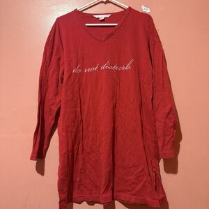 Victorias Secret Womens Pajama Top S Small Red Long Sleeve Shirt Cotton V Neck